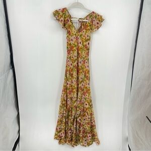 NWT AMERICAN THREADS Floral Ruffle sleeve Maxi Dress Size S